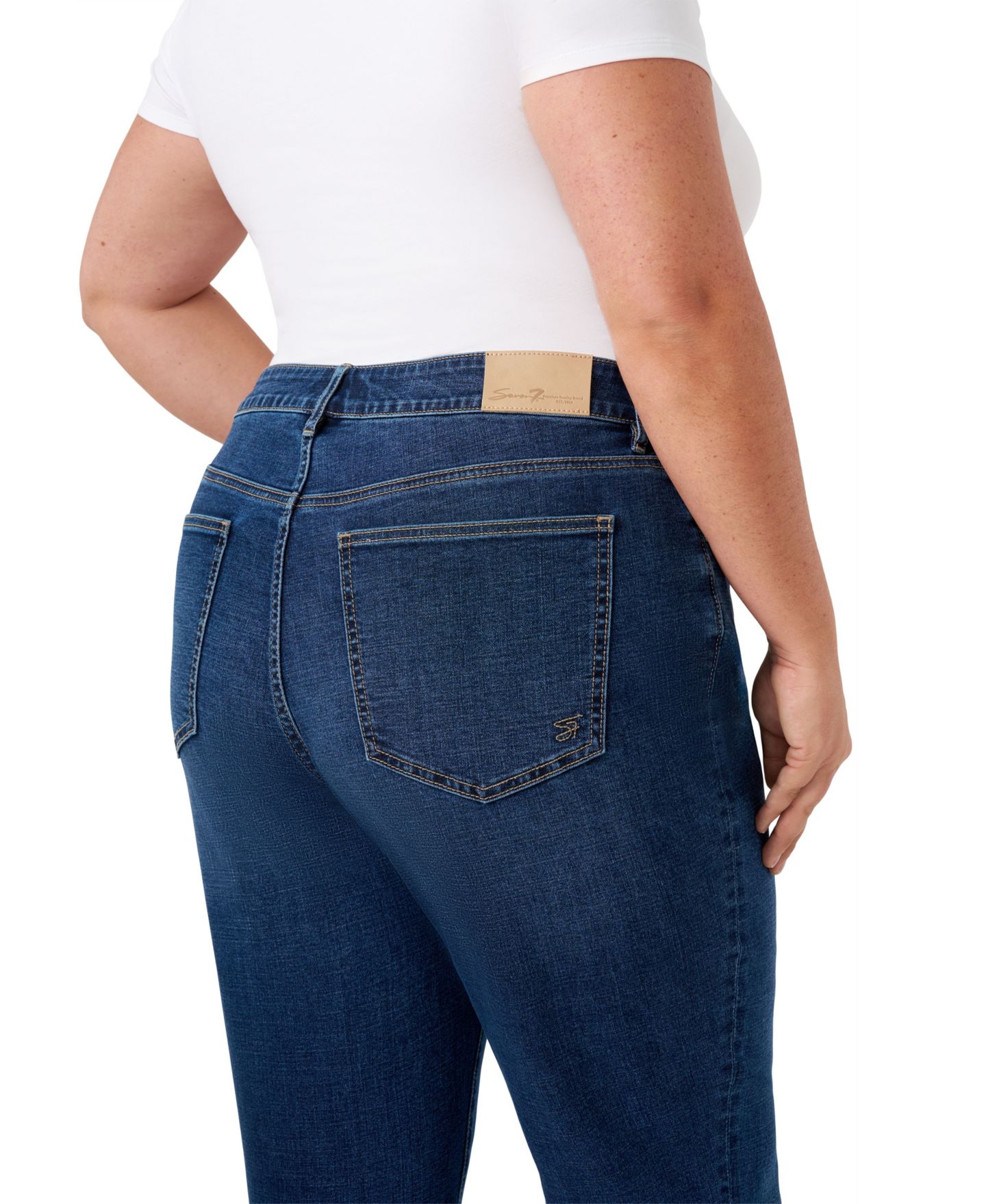 Женские джинсы Seven7 Plus Size Vintage Straight Cuffed, цвет: Тёмная варка — фото 5