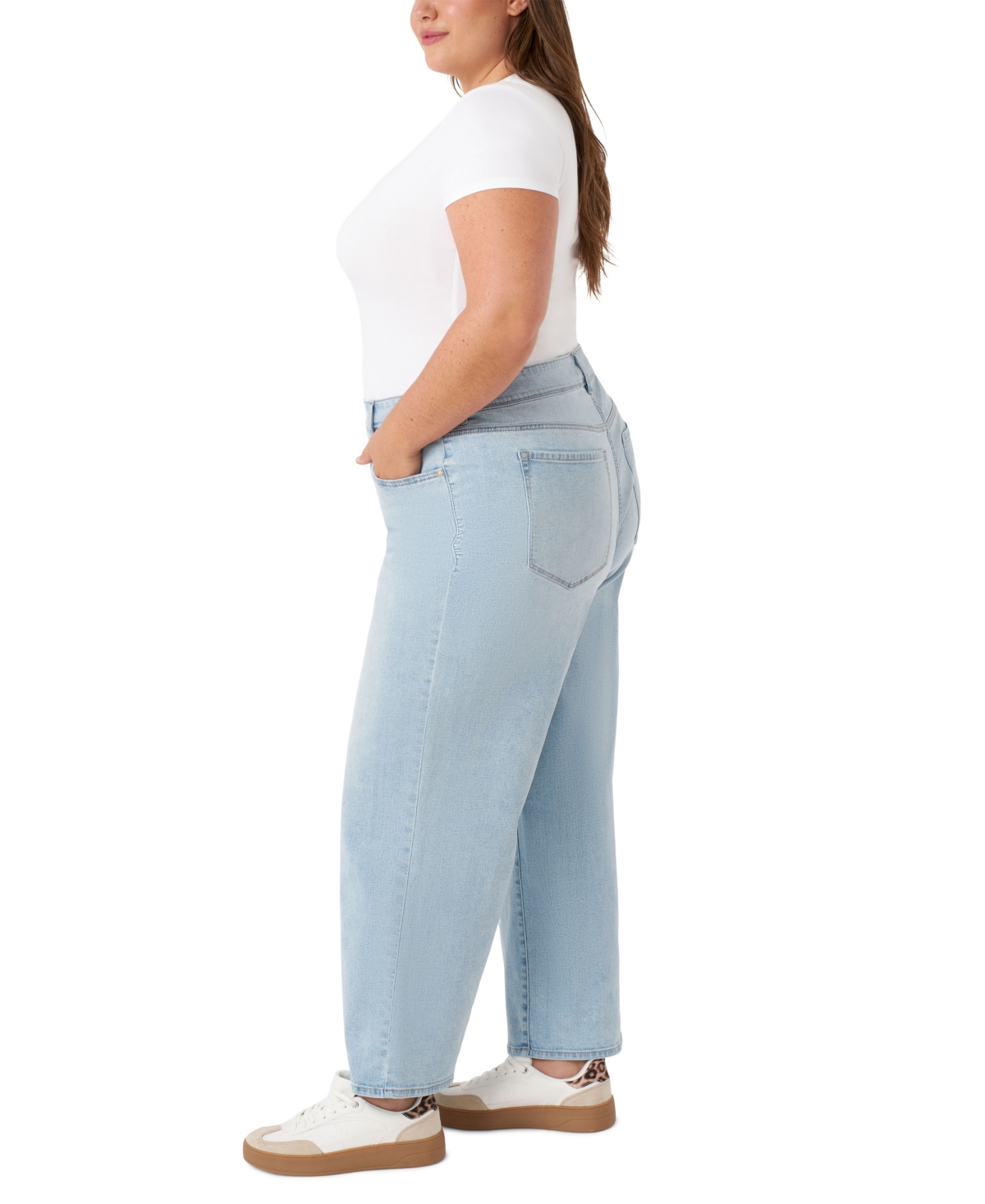 Seven7 Plus Size Loose Sneaker Jeans In Blue
