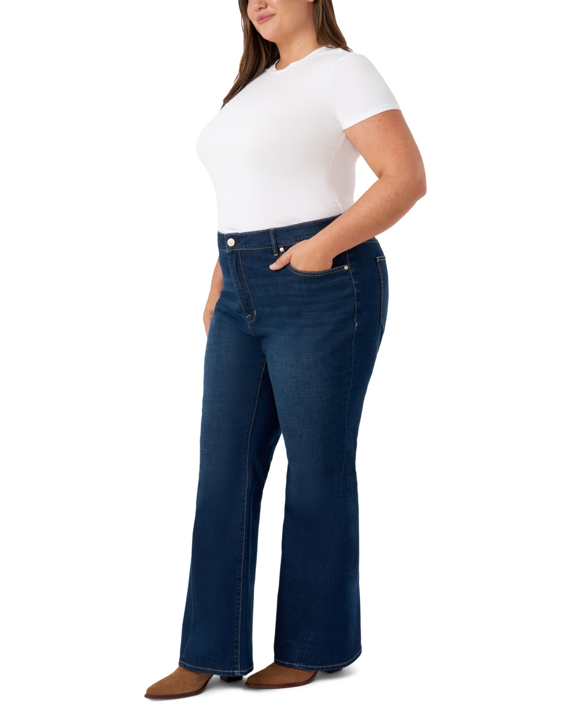 Seven7 Plus Size Generation Flare Jeans In Blue