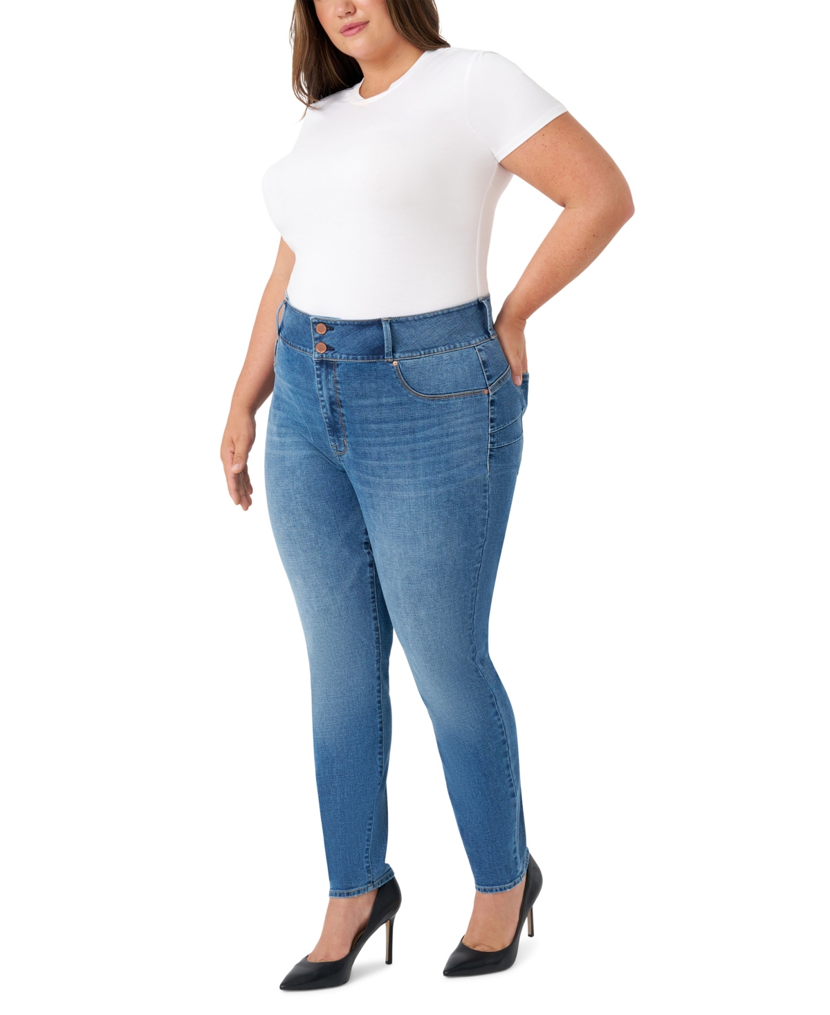 Seven7 Plus Size High Rise Curvy Legging Jeans In Blue
