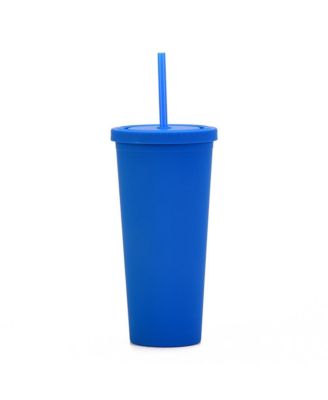 Essential Ginnie Cup with Lid and Straw, 700ML/24OZ Double-Walled, BPA-Free Acrylic Cup, Easy to Clean, Matte Finish, Fits Most Cupholders