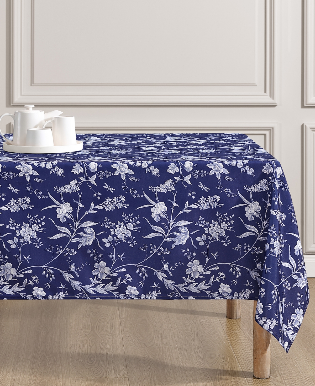 Laura Ashley Easy Care Pattern Tablecloth, 60" X 84" In Blue