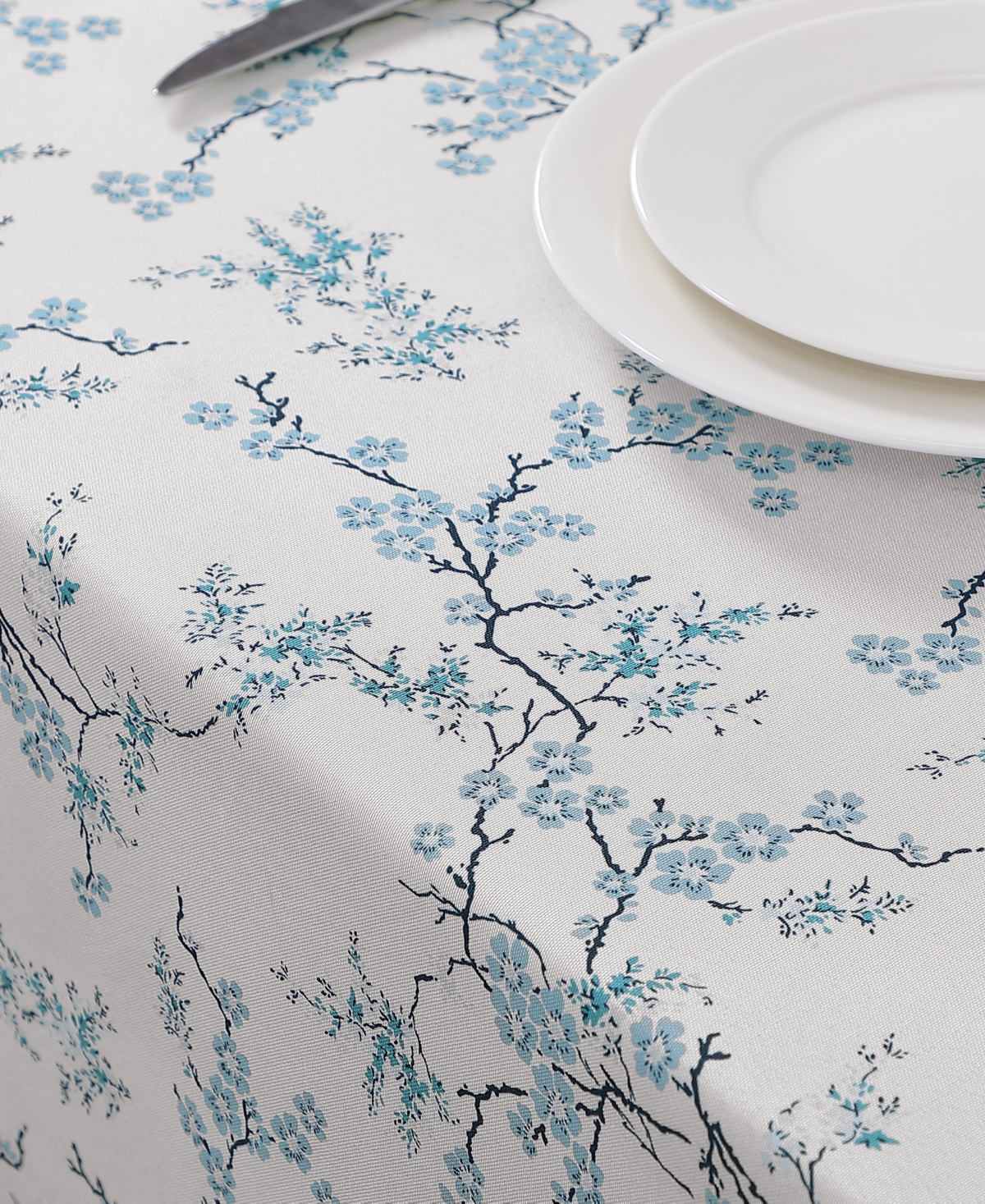 Laura Ashley Easy Care Pattern Tablecloth, 60" X 102" In White