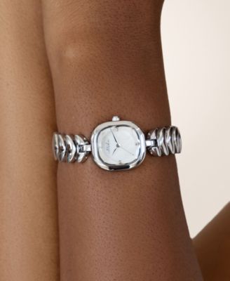 Metal Moderna Silver Plated Bracelet Watch, 80mm