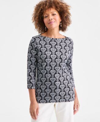 Petite Pima Trailing Hearts Top, Macy's Exclusive