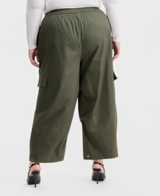 Trendy Plus Size Cotton Wide-Leg Cargo Pants, Macy's Exclusive