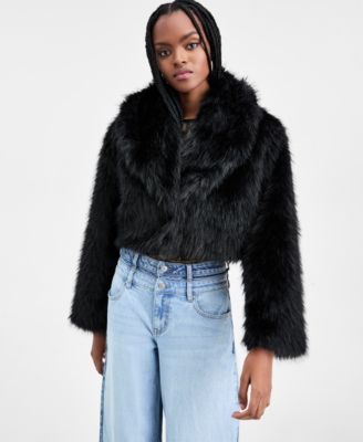 Bar III - Women's Faux Fur Cropped Coat
