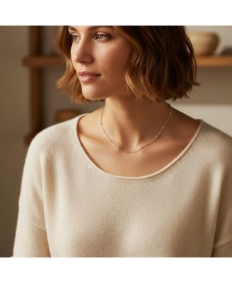 Thin Minimalist 1.5MM Sterling Silver Celestial Curb Link with Tiny Stationary Ball Saturn Chain Necklace