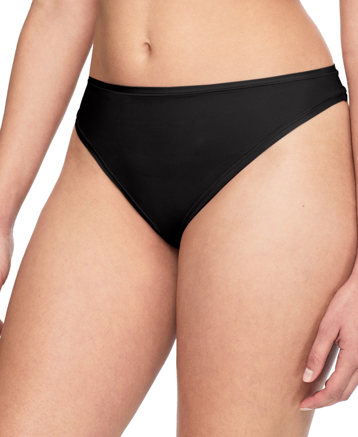 Warner's Women's So Stretchy So Good Mid Rise Thong Panty In Black