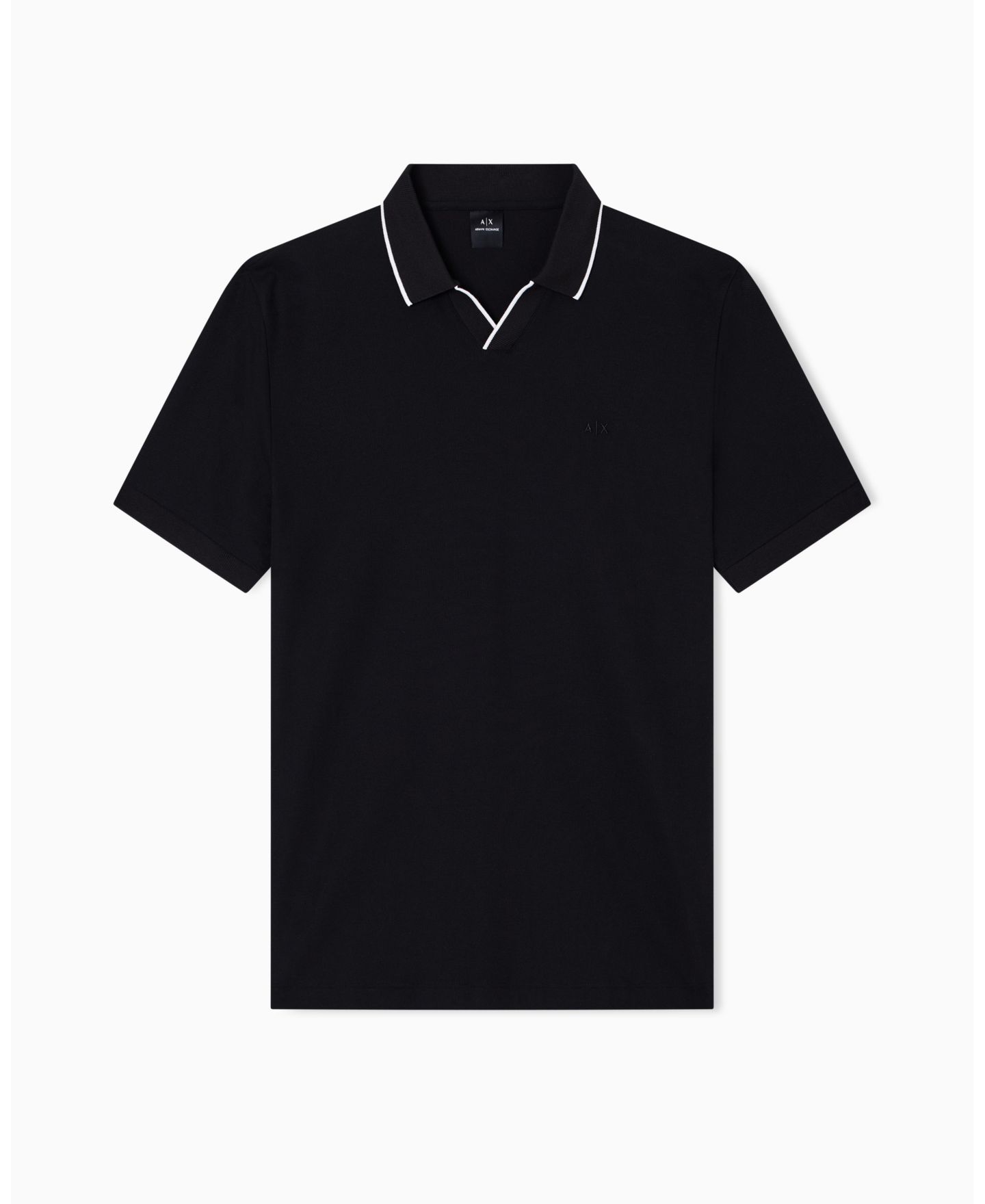 Мужская рубашка A|X Armani Exchange Johnny Collar Pique with Collar Tipping Polo Shirt, цвет: Чёрный — фото 5