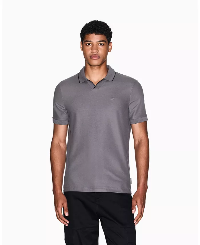 Men's Johnny Collar Pique with Collar Tipping Polo Shirt