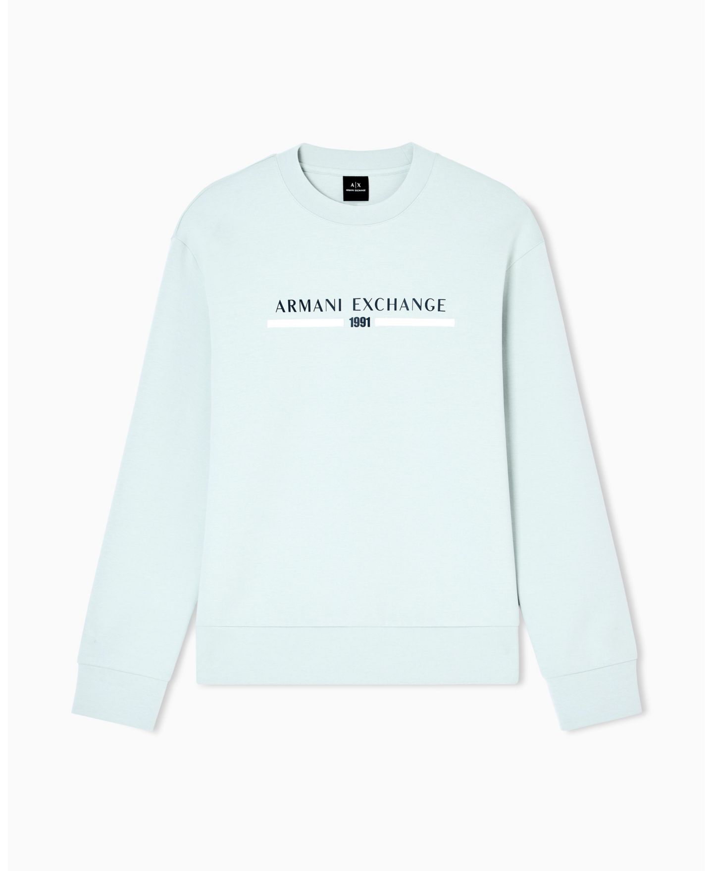 Мужской свитшот A|X Armani Exchange Center Graphic Crewneck, цвет: Аквамариновый серый — фото 5