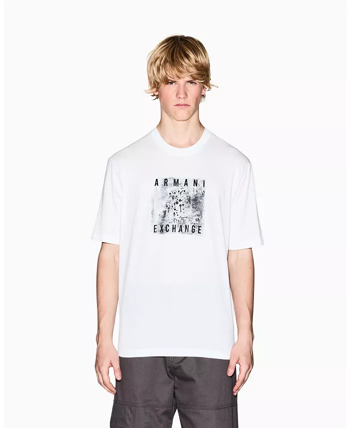 Men's Grid Box Splatter Graphic T-Shirt