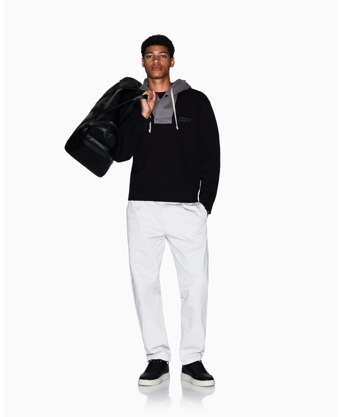 Мужское худи A|X Armani Exchange Cozy Lab Color Block Pique, цвет: Чёрный — фото 4