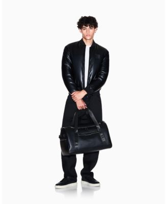 Men's Faux-Leather Bomber Jacket