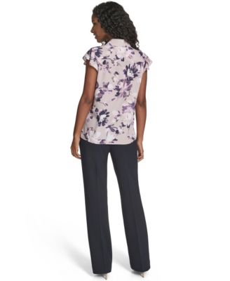 Women's Printed Ruffle Detail Top