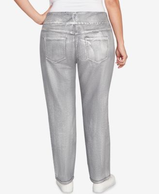 Plus Size Metallic Painted Pull On Jeans