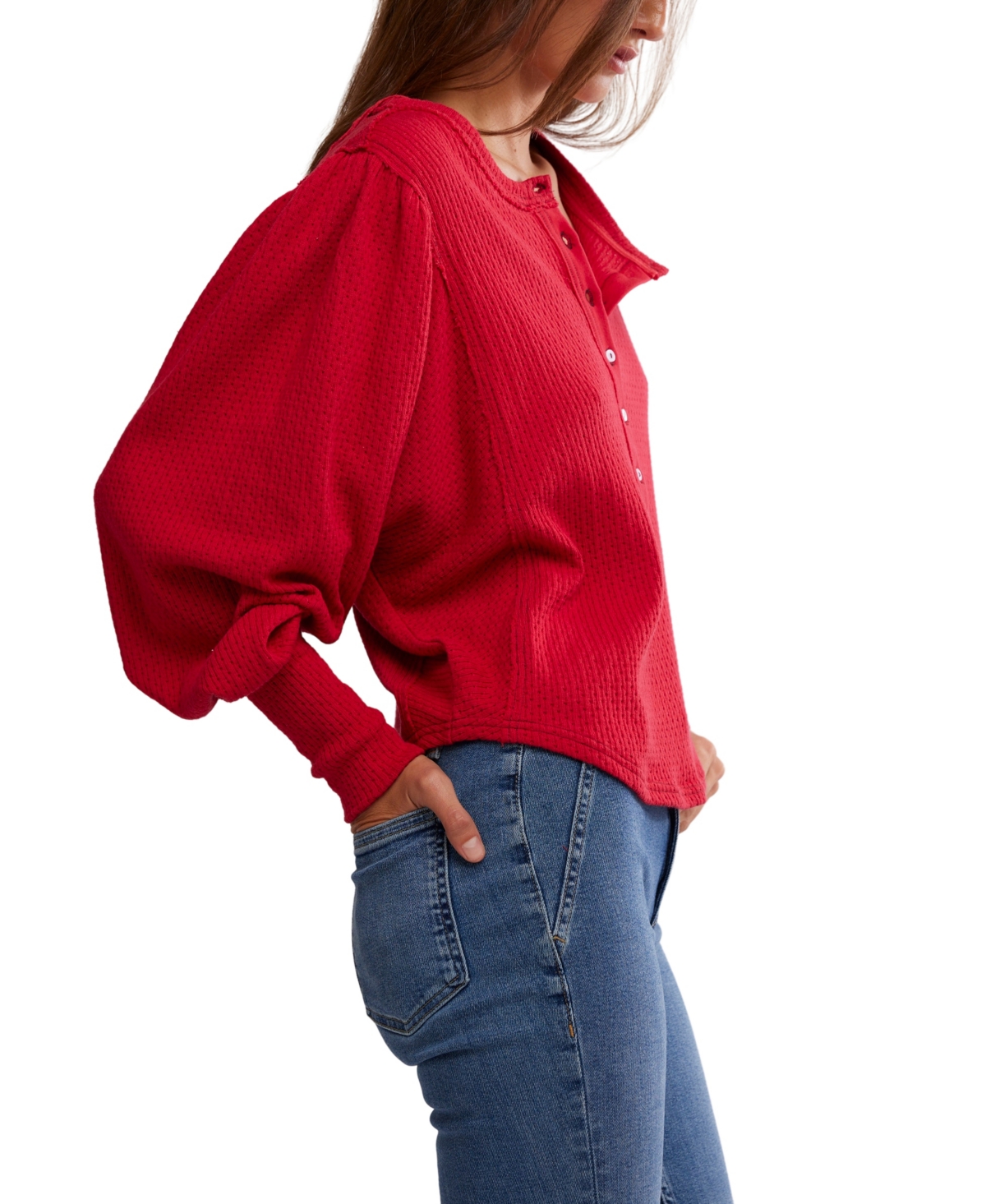 Free People Women's Quinn Dolman Balloon Sleeve Top