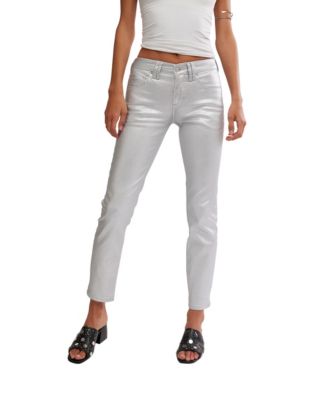 Free People - Women's Oracle Metallic Low-Rise Skinny Jeans