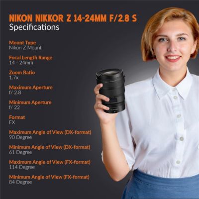 Nikkor Z 14-24mm f/2.8 S Lens Lightweight Compact 200 Camera Backpack Adjustable Flexible Lens Shade For Any SLR Lens NC UV Filter