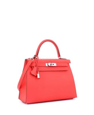 Kelly 28 Handbag Pink Epsom with Palladium Hardware