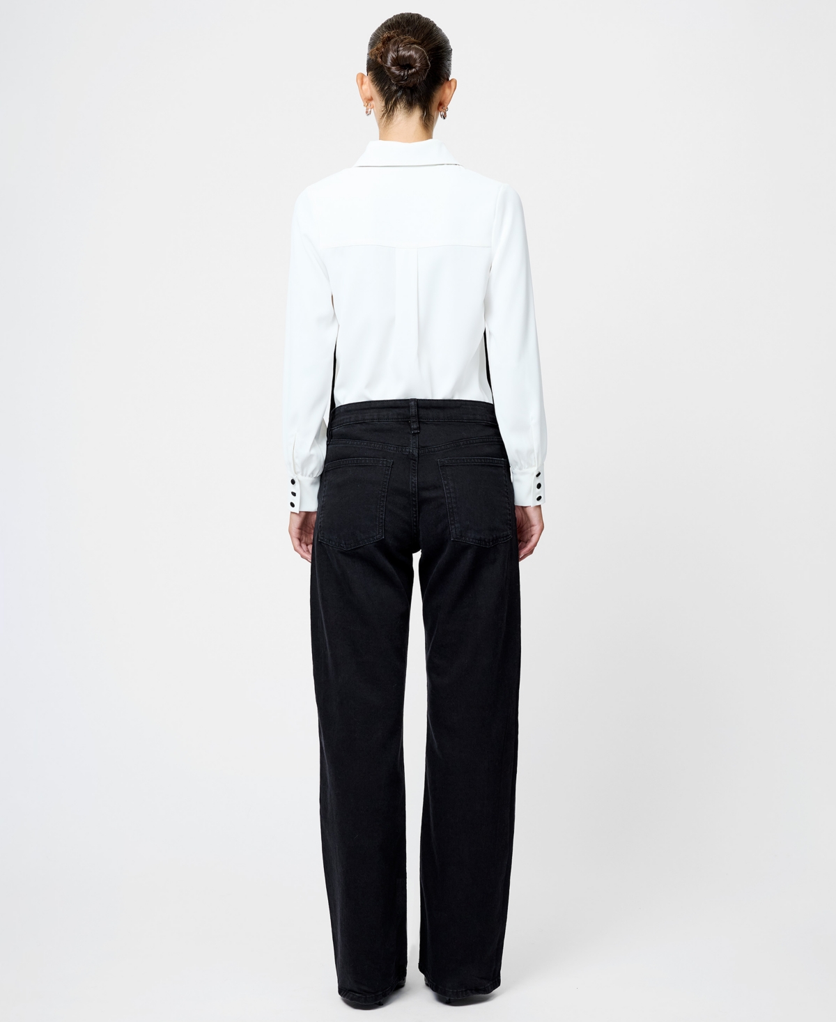 French Connection Quinn Satin Bow Crepe Shirt In White