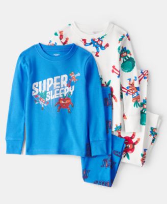 Carter's - Boys Toddler 2T-5T 4-Piece Veggies Loose Fit Long-Sleeve Top and Pants Pajama Set