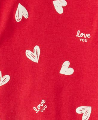Girls' Toddler 2T-5T Valentine's Day Heart Long-Sleeve Top and Pants, 2-Piece Pajama Set