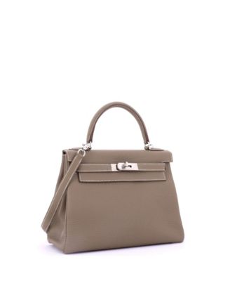 Kelly 28 Handbag Grey Togo with Palladium Hardware