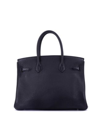Birkin 30 Handbag Black Clemence with Palladium Hardware