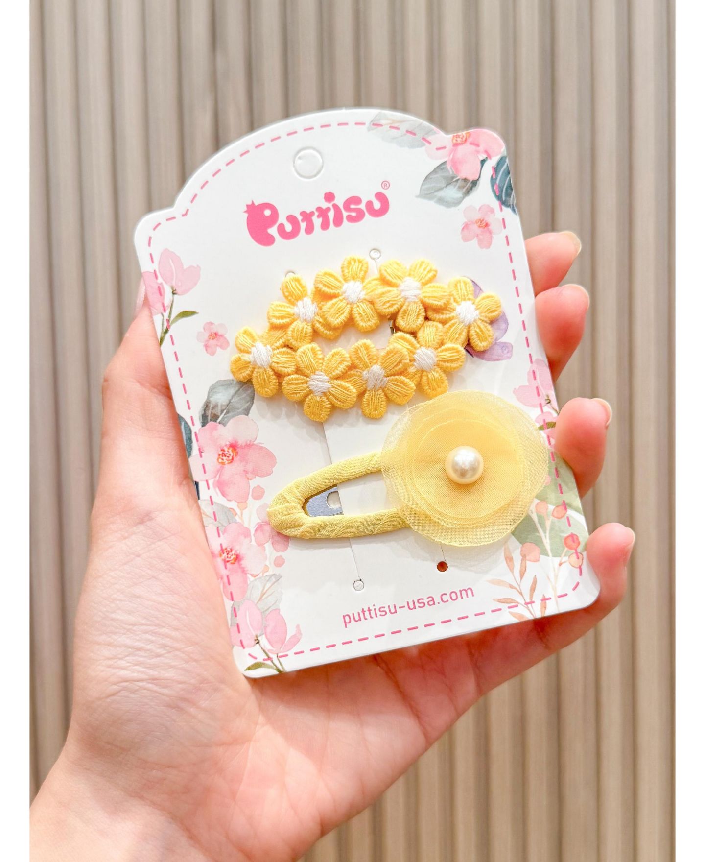 Аксессуары для волос Puttisu 2pc Hair Clip Set - Tulle Bloom Petals для девочек, цвет: Жёлтый — фото 4
