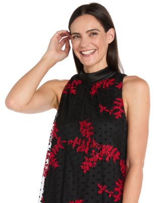 Women's Embroidered Sleeveless Swing Dress