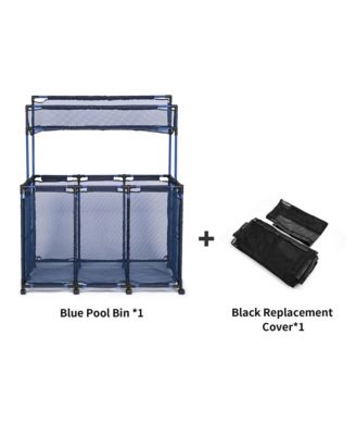 Mesh Pool Storage Bin Cart Rolling Toys Bin Storage 214 Gallon Organizer Extra Large 6 Wheels with Black Cover Replacement