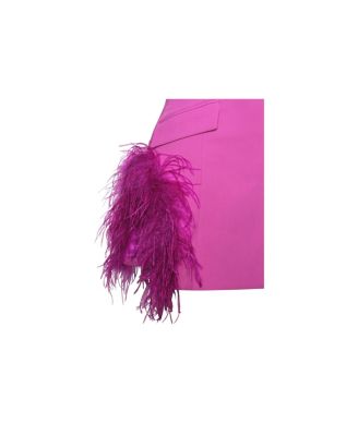 Women Madeline Fuchsia Feather Trim Blazer Dress