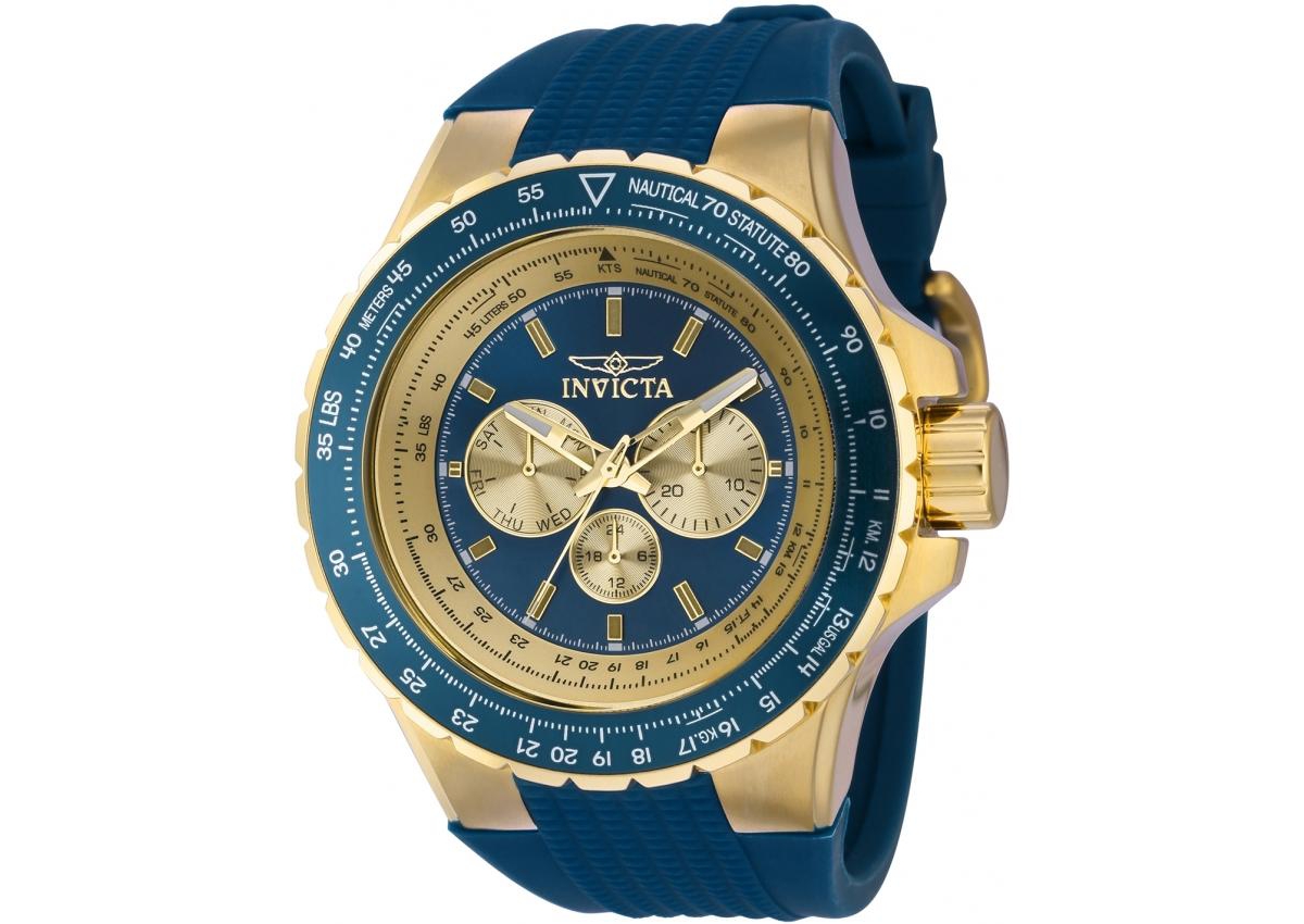 Invicta Men's 39266 Aviator Quartz Multifunction Blue, Gold Dial Watch