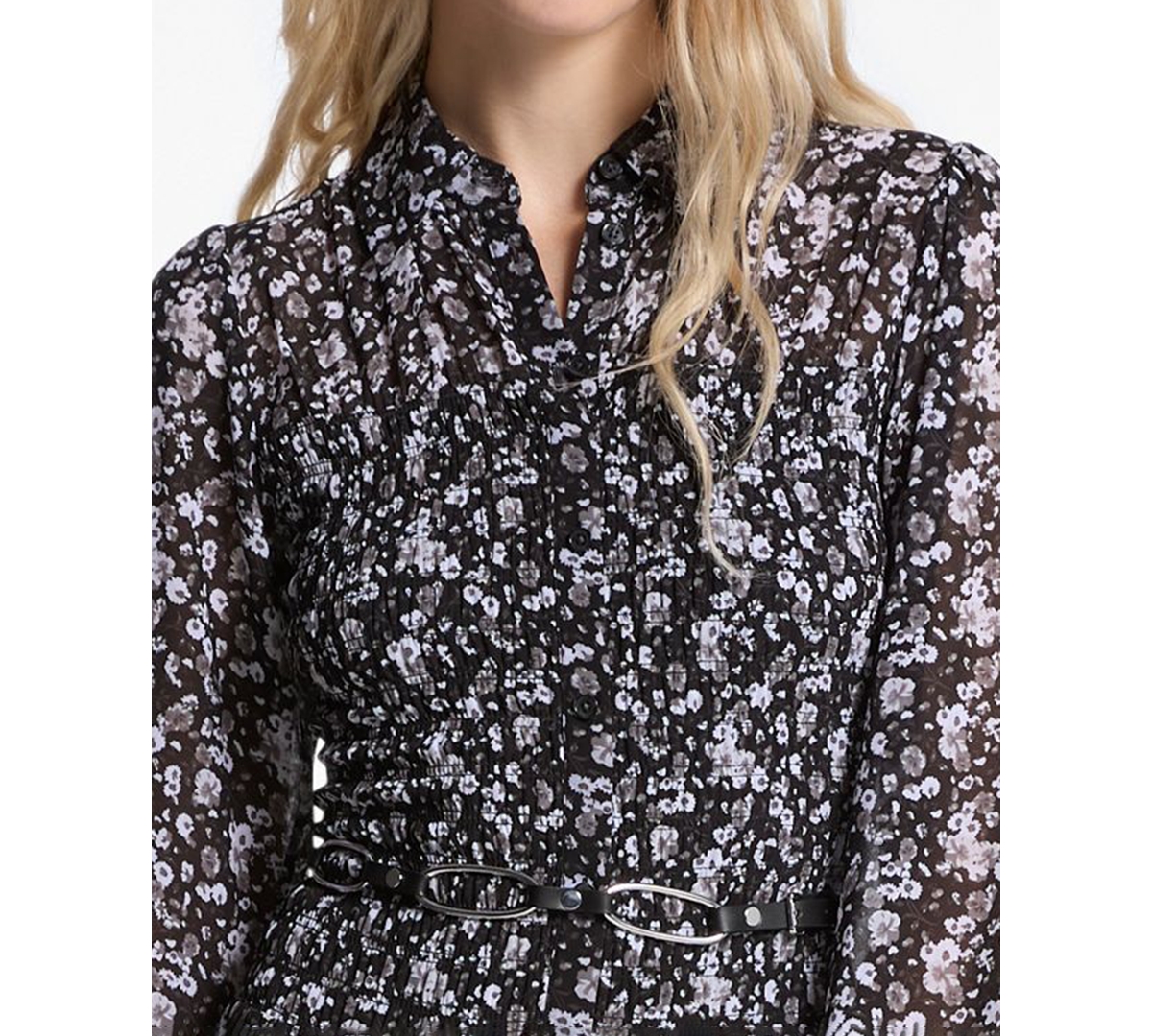 Michael Kors Women's Printed Smocked Shirt Dress