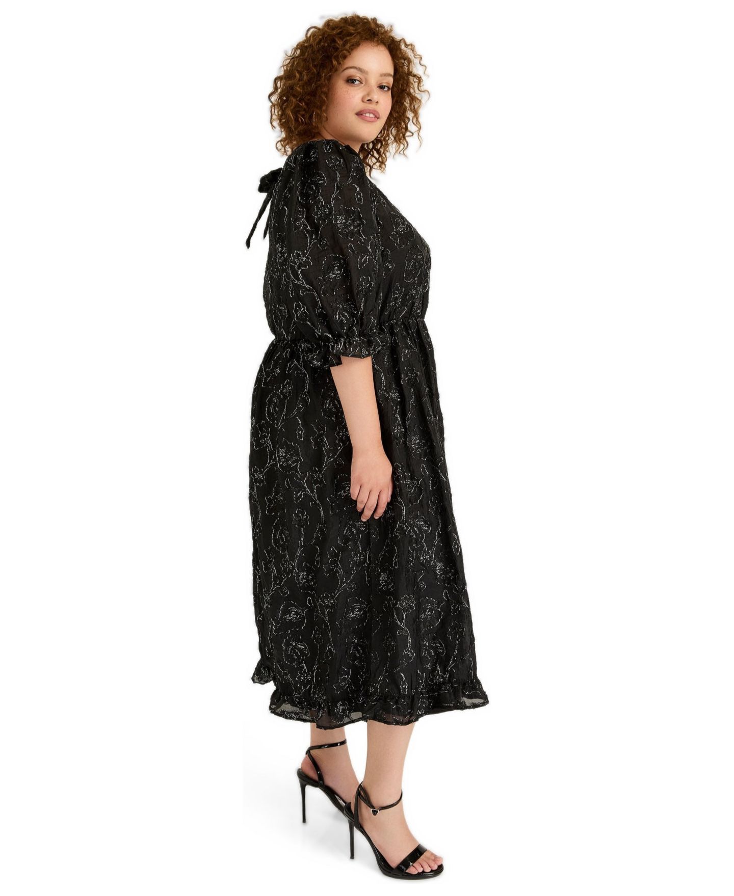 Женское платье June & Vie Metallic Jacquard, цвет: Чёрный оникс — фото 3