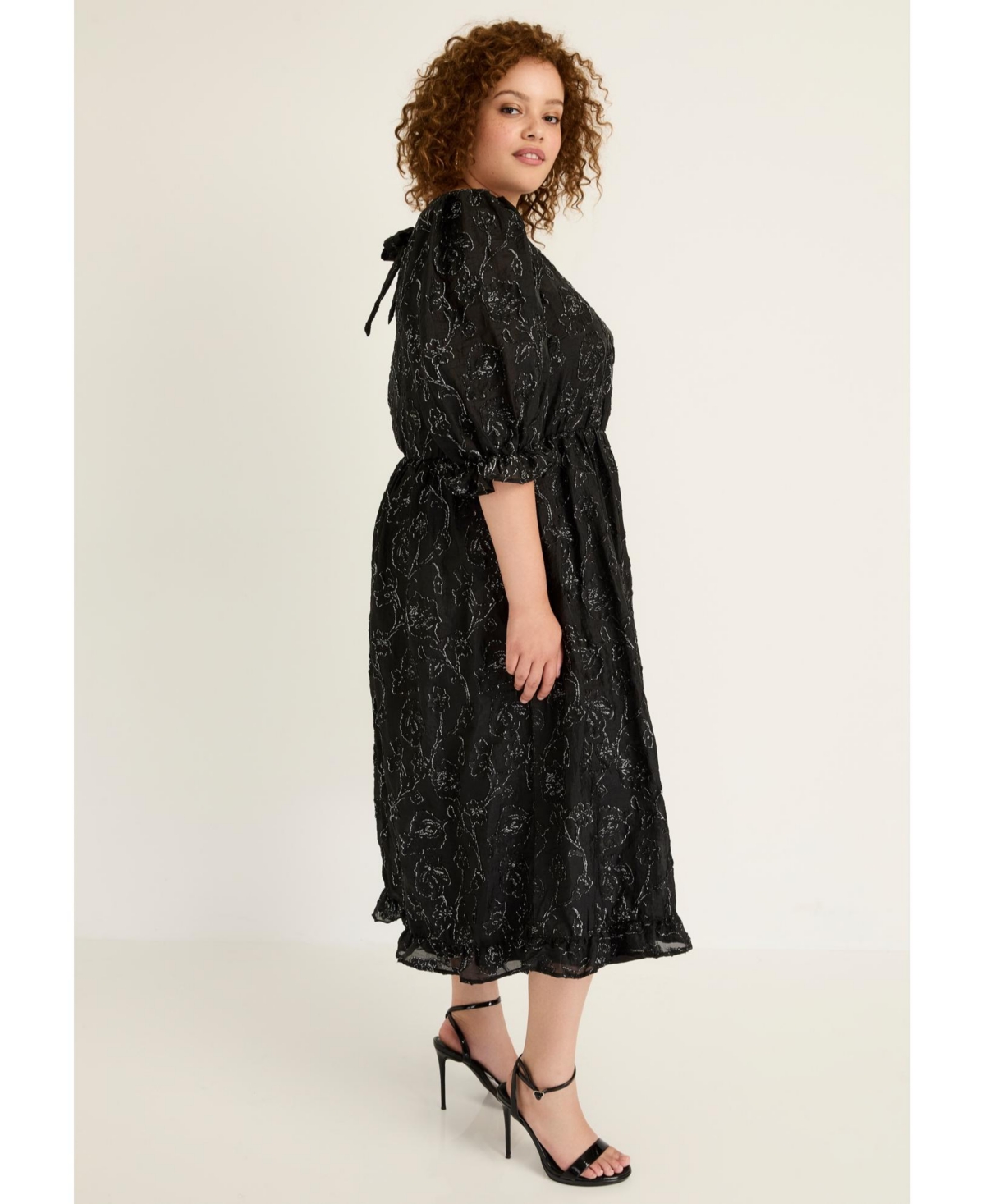June + Vie Women's Metallic Jacquard Dress