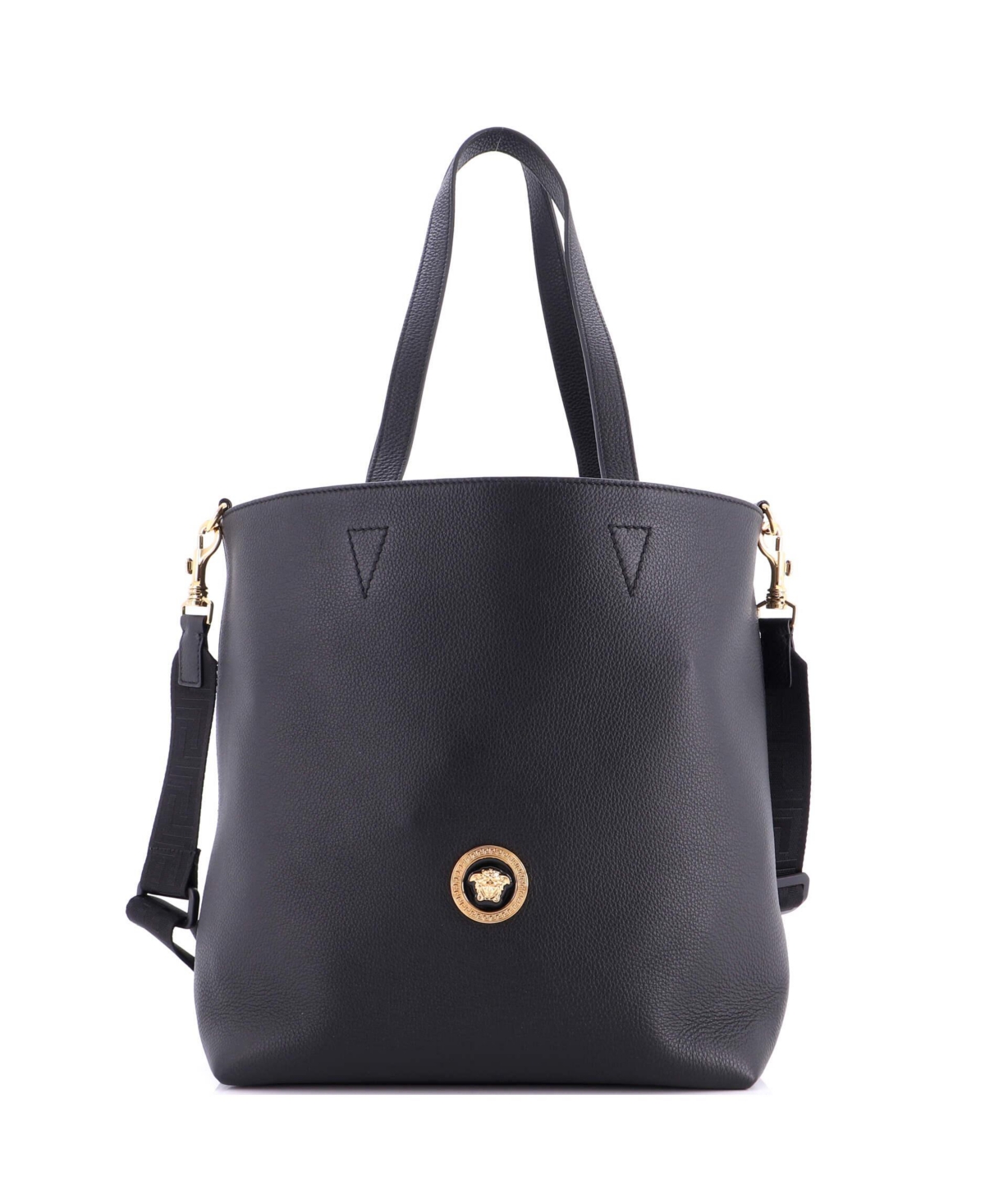 Pre-Owned Versace Tall La Medusa Convertible Shopper Tote Bag Leather Leather