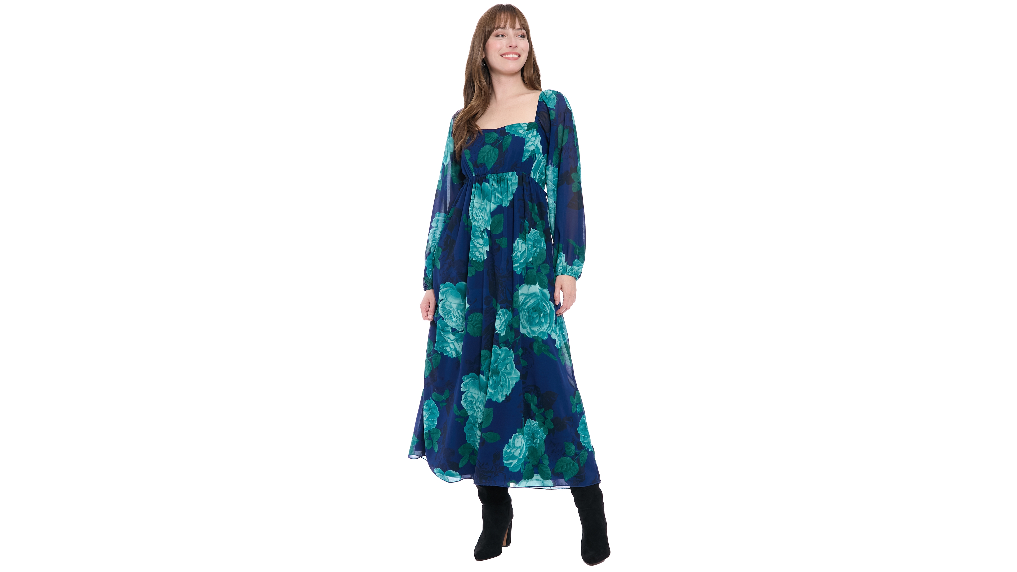 London Times Women's Printed Smocked Back Pull-On Maxi Dress