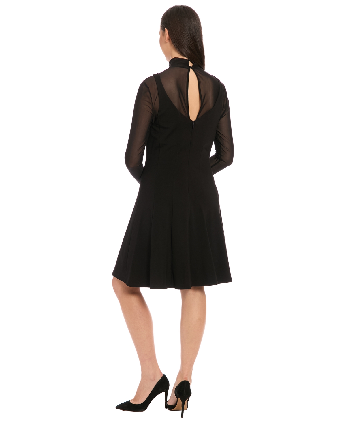 London Times Women's Mock Neck Long-sleeve Dress In Black