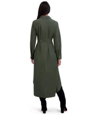 Women's Collar Front Belted Shirt Dress