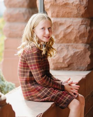 Little Girls Organic Long Sleeve Bow Detail Intarsia Sweater Dress