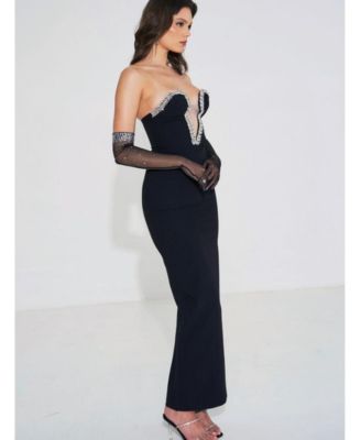 Women's Ivanna Black Crystal Embellished Maxi Dress
