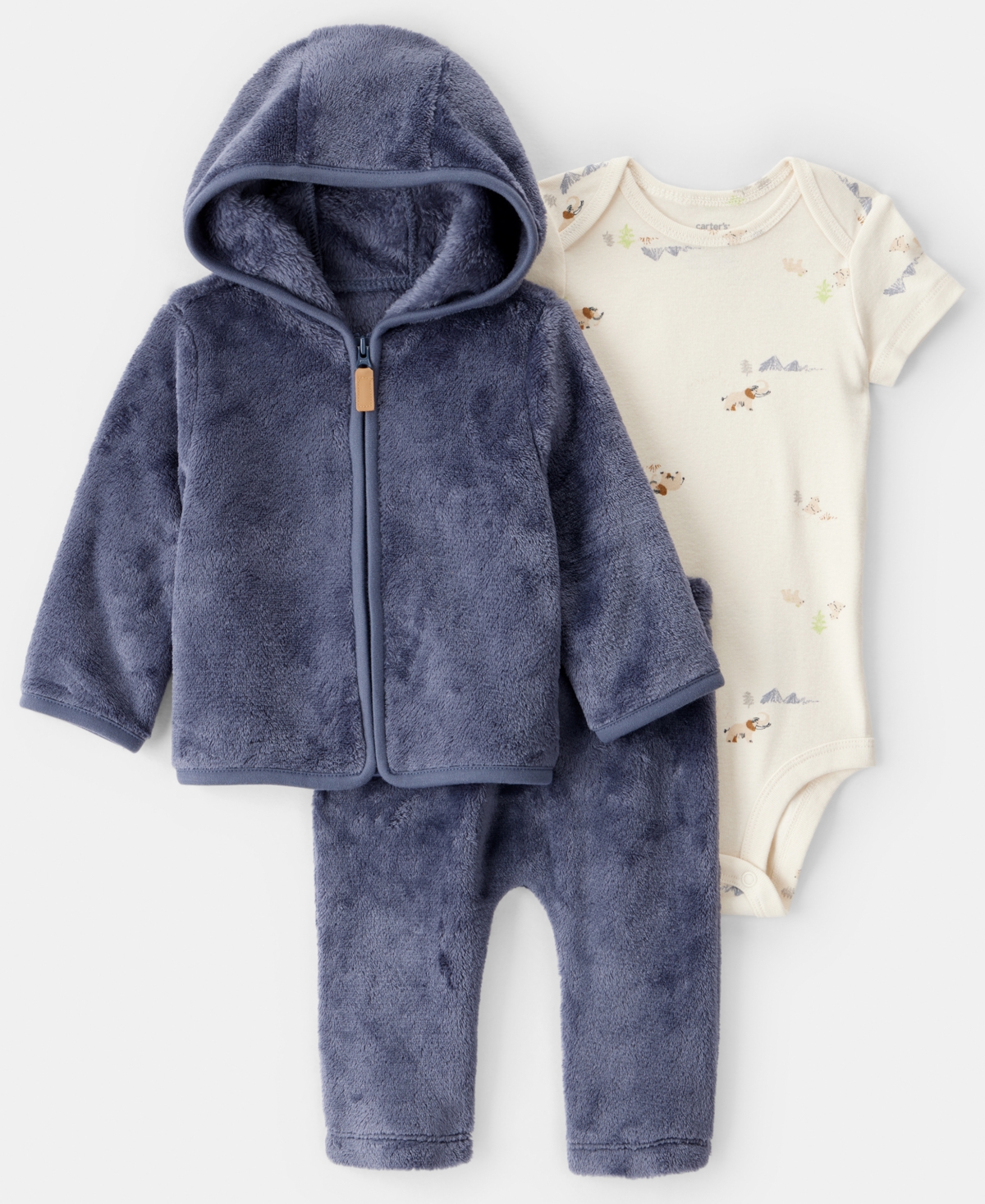 Carter's Baby Boys 3-piece Long-sleeve Jacket, Bodysuit And Pants Set In Blue