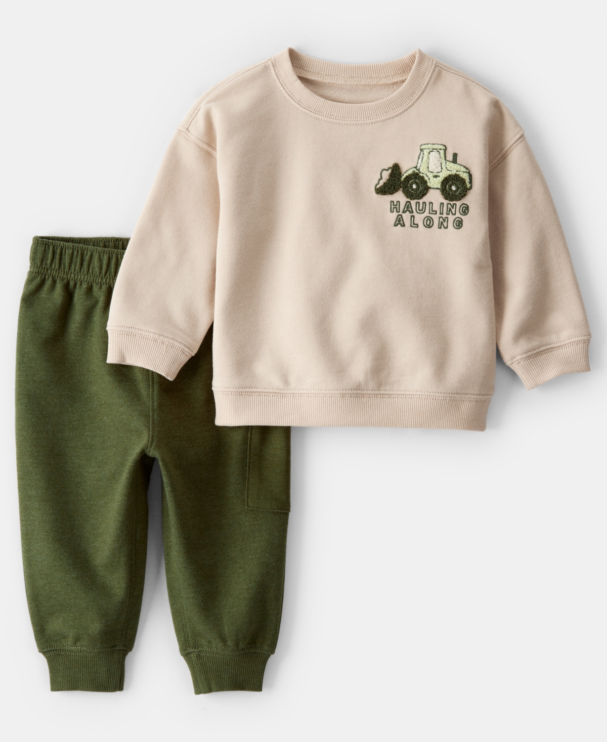 Carter's Baby Boys 2-piece Construction Long-sleeve Sweatshirt And Pants Set In Multi