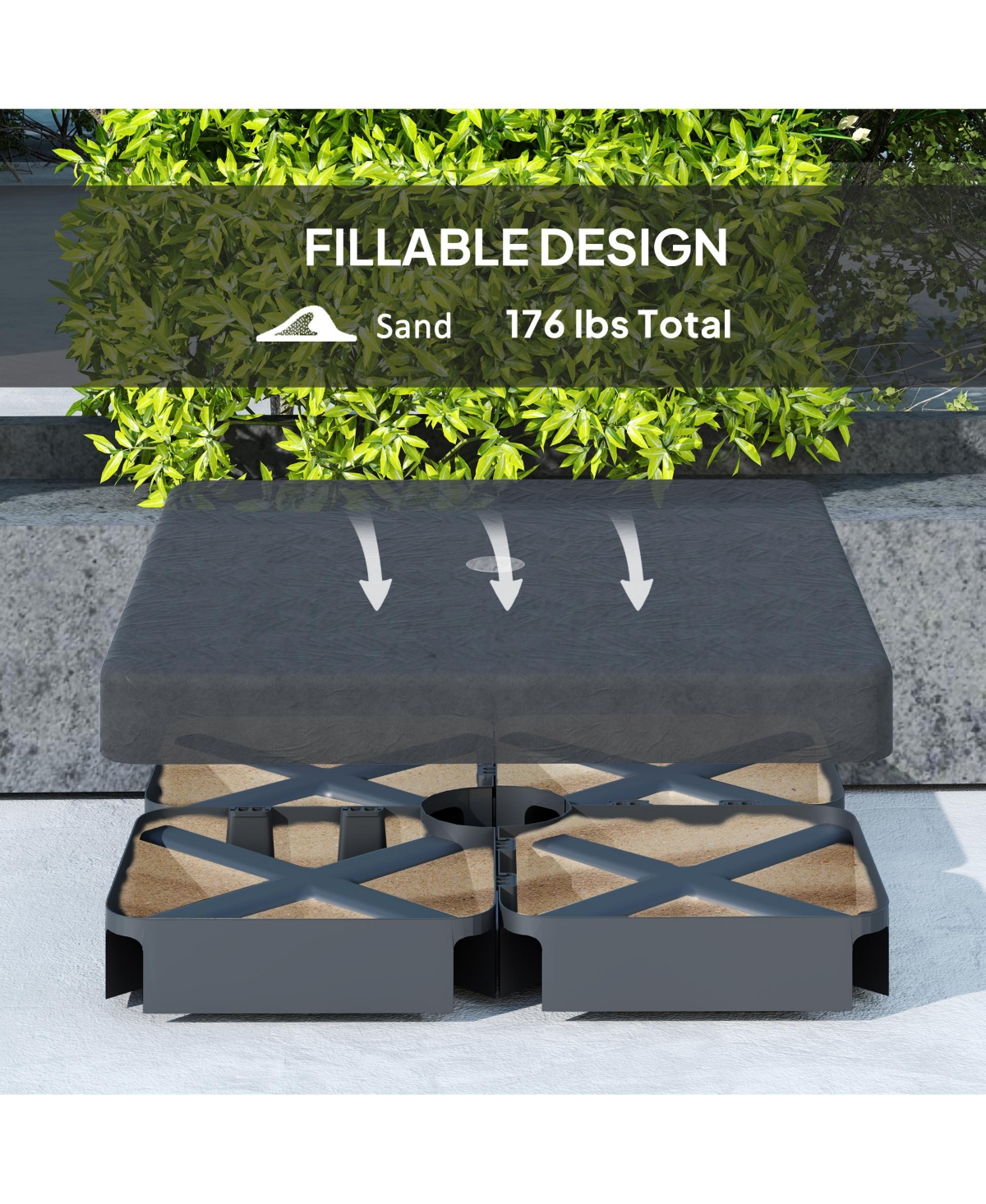 Outsunny 176 lbs Offset Cantilever Umbrella Base Weight Set with Cover