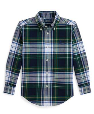 Boys' 2-7 Plaid Cotton Oxford Shirt