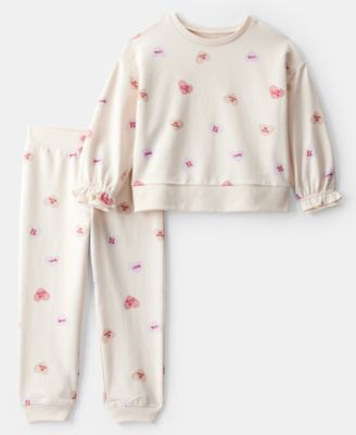 Carter's - Girls Toddler 2T-5T Valentine's Day Hearts Long-Sleeve Sweatshirt and Jogger Pants, 2-Piece Set