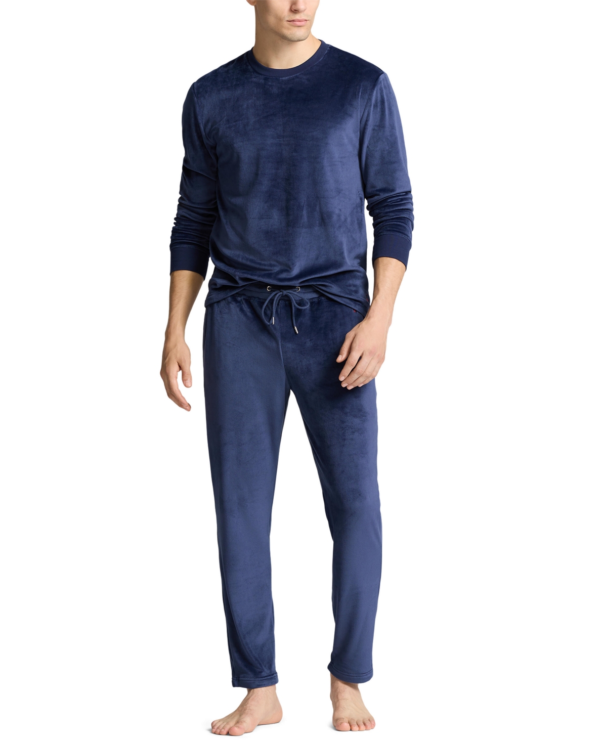Polo Ralph Lauren Men's Velour Crewneck Pajama T-shirt In Blue